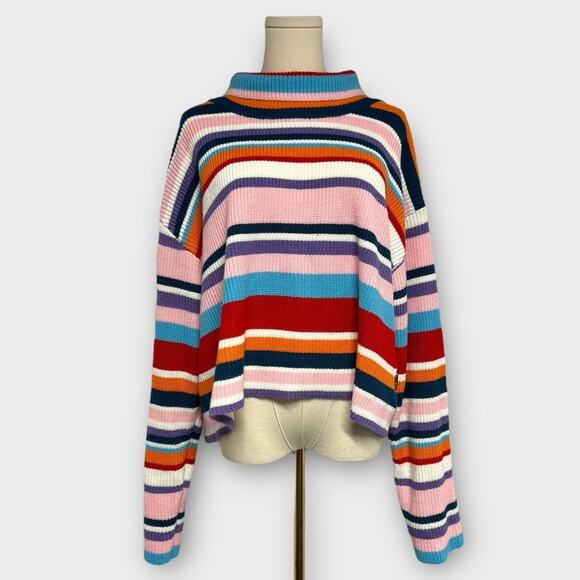 Delia's By Dolls Kill Cool Breeze Colorblock Turtleneck Sweater Size 2X - Picture 1 of 5